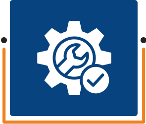 Gear and wrench icon with checkmark.